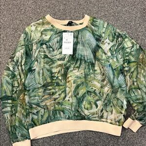 Zara Tropical Leaf Print Sheer Long Sleeve